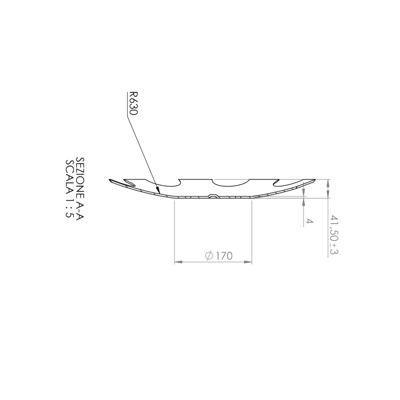 DISCO 460X4 CONCAVO DENTATO BASE PIANA, 4 FORI ø 11,5 SU ø 110