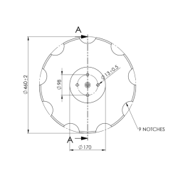DISCO 460X4 CONCAVO DENTATO BASE PIANA, 4 FORI ø 13 SU ø 98 SKF