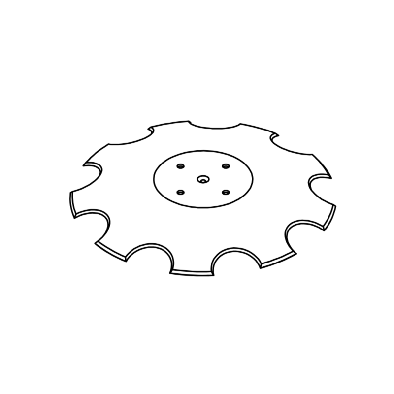 DISCO 510X4 CONCAVO DENTATO BASE PIANA, 4 FORI ø 11,5 SU ø 120