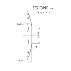 DISCO 510X4 CONCAVO DENTATO BASE PIANA, 6 FORI ø 13 SU ø 98 SKF