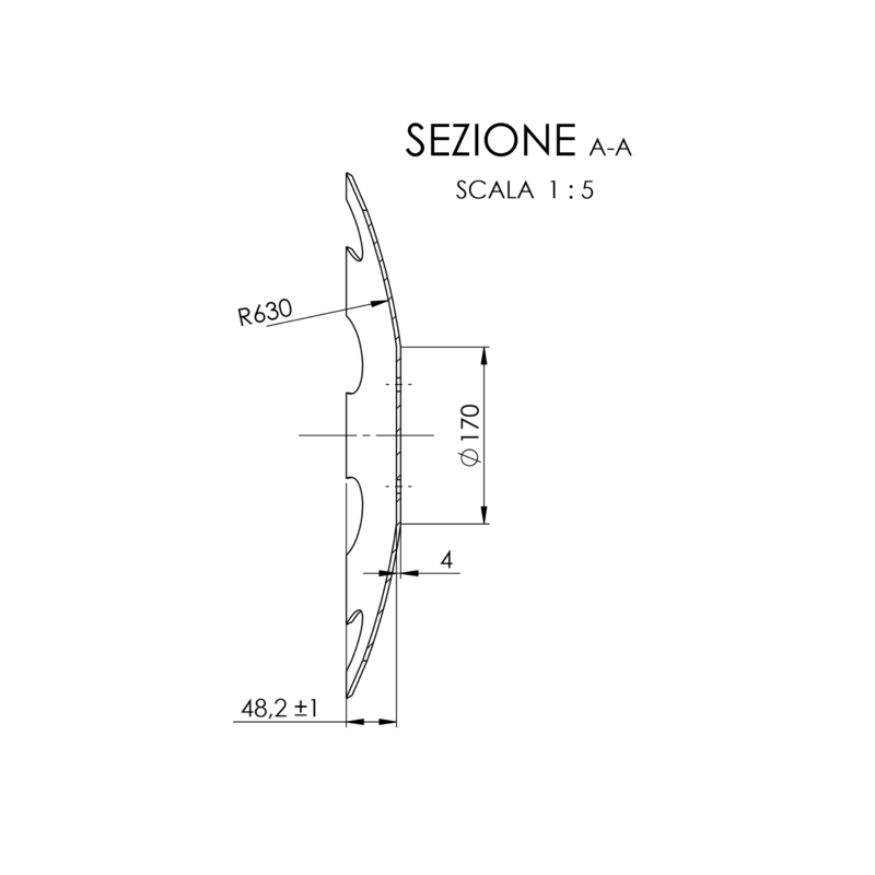 DISCO 510X4 CONCAVO DENTATO BASE PIANA, 6 FORI ø 13 SU ø 98 SKF