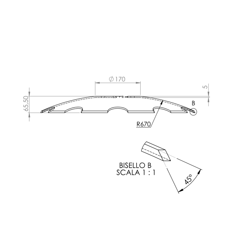 DISCO 580X5 CONCAVO DENTATO BASE PIANA 4 FORI ø 13 SU ø 110 ADATT. POETTINGER
