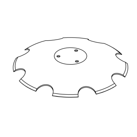 DISCO 460X4 CONCAVO DENTATO BASE PIANA, 3 FORI ø 13 Su ø 97 ADATT. HORSCH