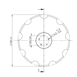 DISCO 520X6 CONCAVO DENTATO BASE PIANA, 5 FORI ø 12,5 SU ø 105 ADATT. HORSCH