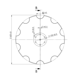 DISCO 620X6 CONCAVO DENTATO BASE PIANA, 6 FORI Q.13 SU ø 130