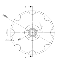 DISCO 620X6 CONCAVO DENTATO BUGNATURA INTERNA, 5 FORI Q.12,5 SU ø 160