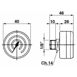 MANOMETRO FINO A 12 BAR ATTACCO 1/8"