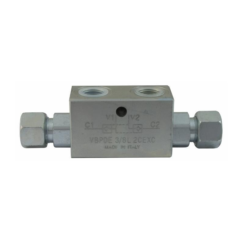 VALVOLA DI BLOCCO DOPPIO EFFETTO DA 3/8" CON ATTACCHI 12L