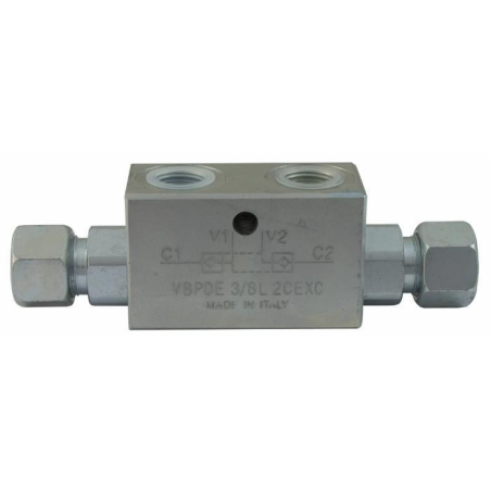 VALVOLA DI BLOCCO DOPPIO EFFETTO DA 3/8" CON ATTACCHI 12L