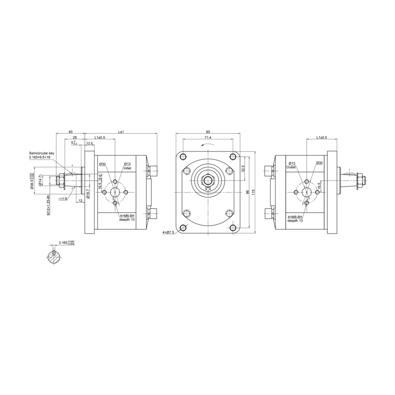 POMPA AD INGRANAGGI GRUPPO 2 DA 6,3cc DESTRA “MODELLO STANDARD” TIPO PLESSEY C14