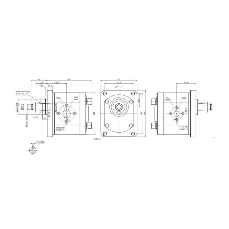 POMPA AD INGRANAGGI GRUPPO 2 DA 11,4cc SINISTRA “MODELLO STANDARD” TIPO PLESSEY A22/25