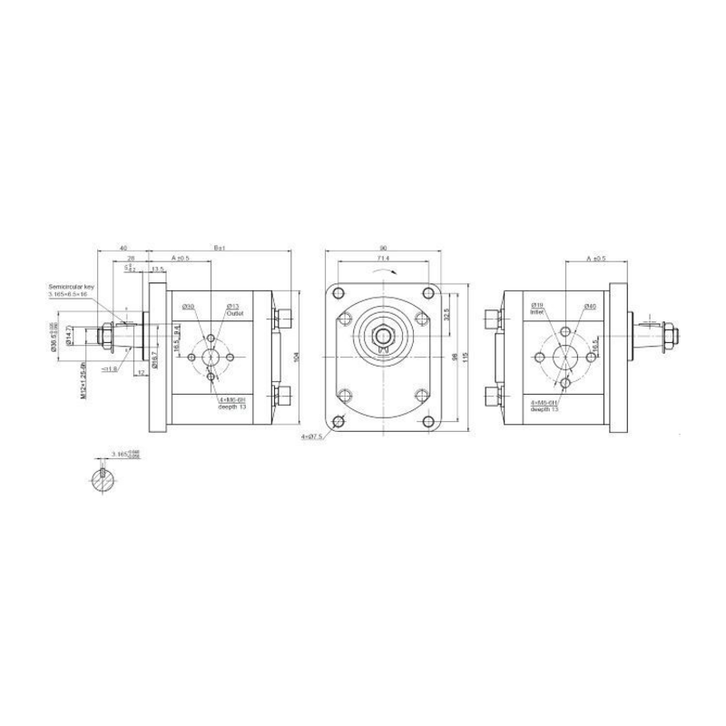 POMPA AD INGRANAGGI GRUPPO 2 DA 15cc DESTRA “MODELLO STANDARD” TIPO PLESSEY C31/33