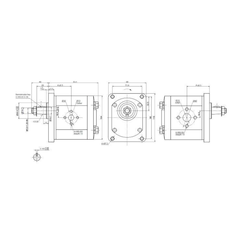 POMPA AD INGRANAGGI GRUPPO 2 DA 19cc DESTRA “MODELLO STANDARD” TIPO PLESSEY C42