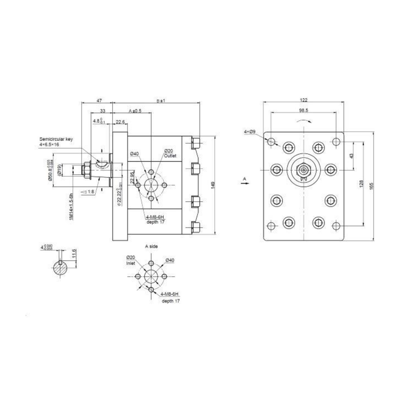 POMPA AD INGRANAGGI GRUPPO 3 DA 25cc DESTRA “MODELLO STANDARD” TIPO PLESSEY C54