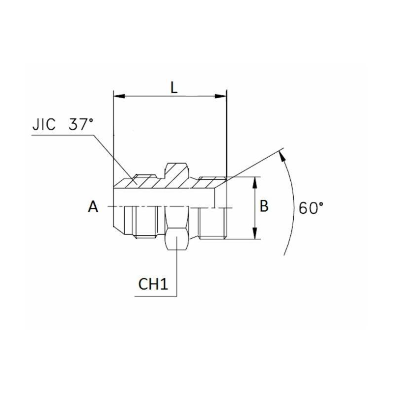 NIPPLES DI RIDUZIONE GAS/JIC 74° 1/4"- 9/16”-16