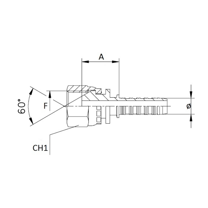 RACCORDO FEMMINA DIRITTA A PRESSARE FILETTO METRICO M22X1,5 TUBO 3/8”