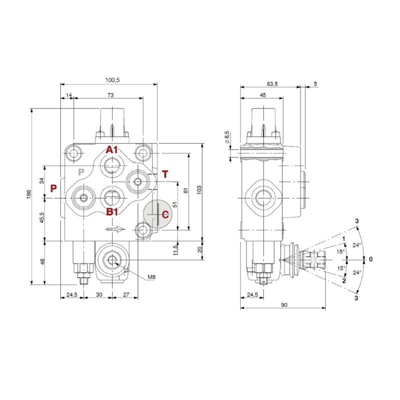 DISTRIBUTORE WALVOIL MODELLO SD5 A 1 LEVA DOPPIO EFFETTO 40 LITRI