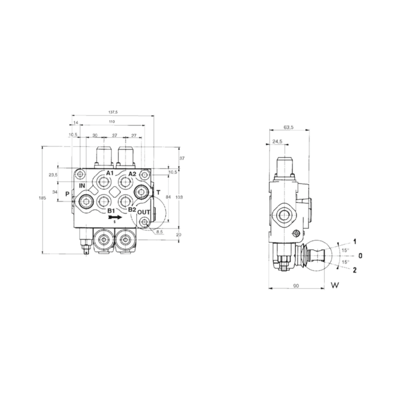 DISTRIBUTORE WALVOIL MODELLO SD5 A 2 LEVE DOPPIO EFFETTO 40 LITRI