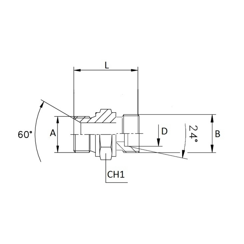 NIPPLES DI RIDUZIONE GAS/DIN 24° 1/4"- 16X1,5 (10L)