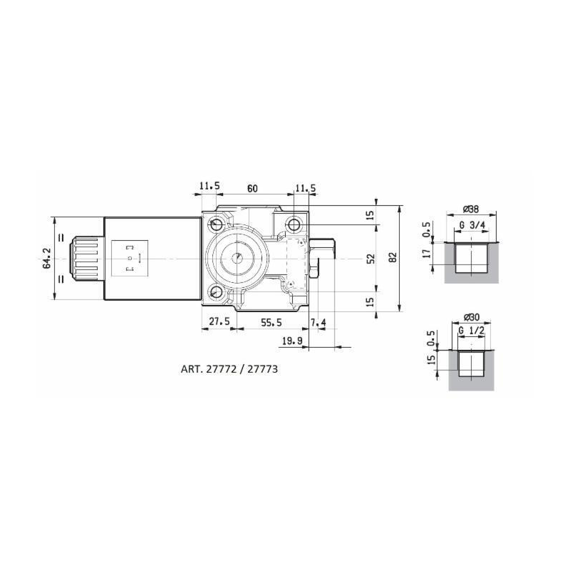DEVIATORE ELETTRICO A 3 VIE DA 1/2" 12VDC