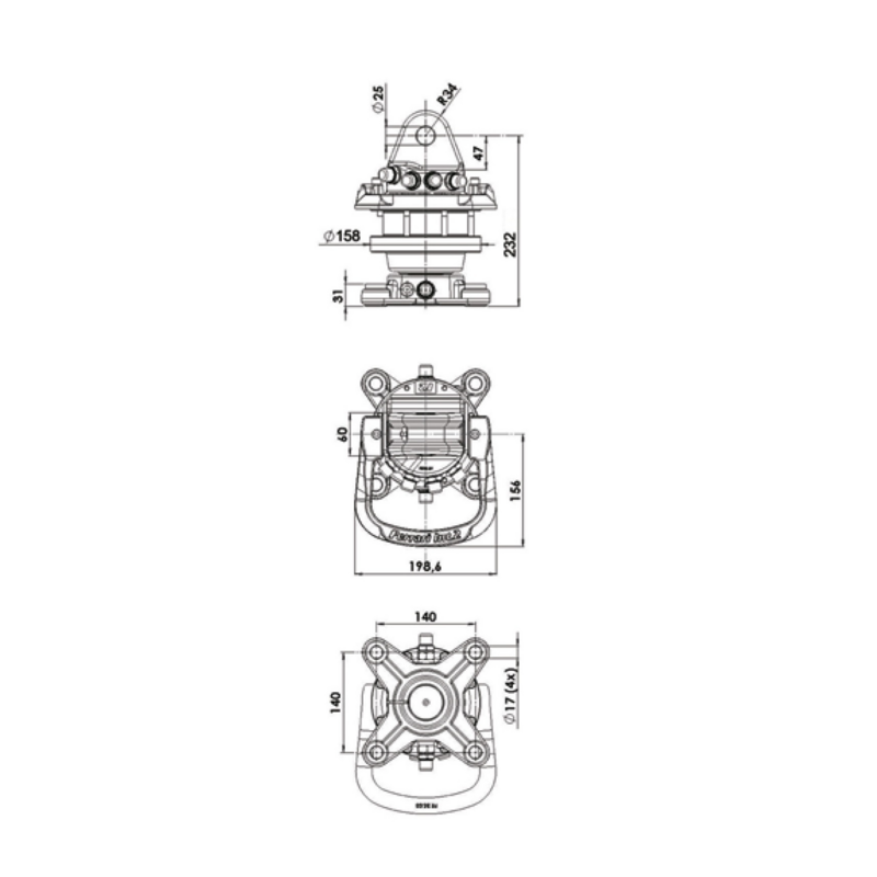 ROTATORE DA 3,5 TONNELLATE A 360° A FLANGIA