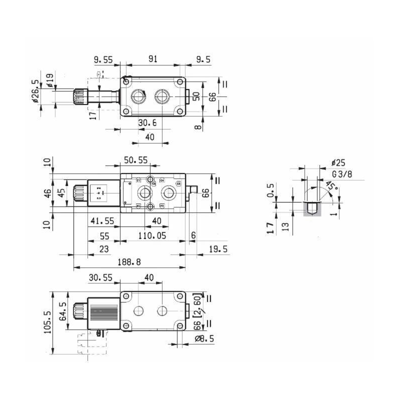 DEVIATORE ELETTRICO MODULARE A 6 VIE DA 1/2" 24VDC