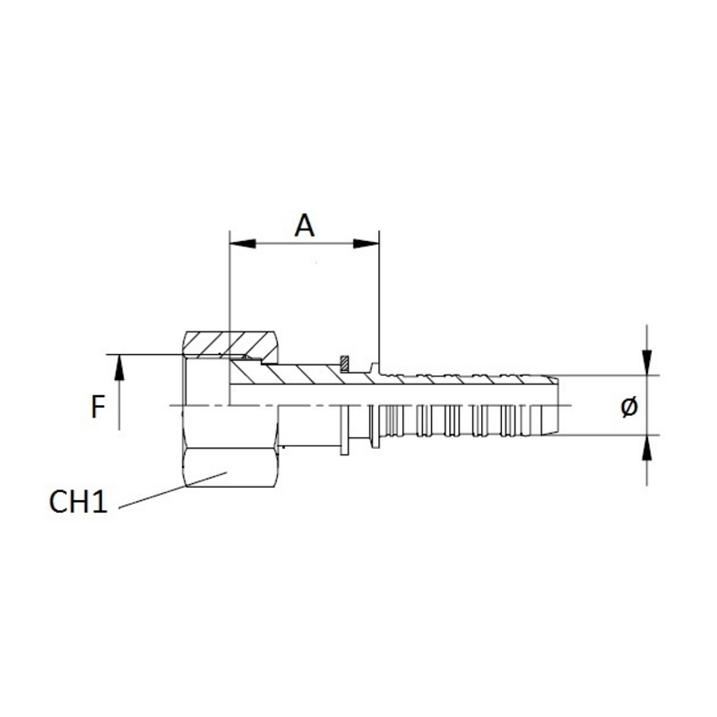 RACCORDO FEMMINA DIRITTA A PRESSARE ORFS FILETTO 11/16”- 16  TUBO 1/4”