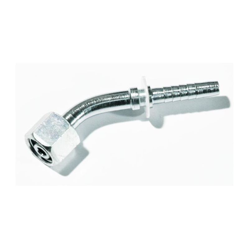 RACCORDO FEMMINA 45° A PRESSARE DIN 24° FILETTO 18X1,5 (12L) TUBO 3/8”