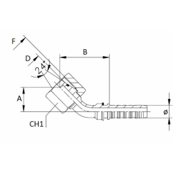 RACCORDO FEMMINA 45° A PRESSARE DIN 24° FILETTO 30X2 (20S) TUBO 5/8”