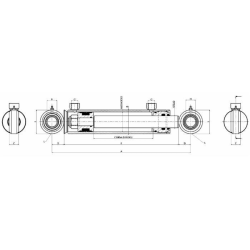CILINDRO IDRAULICO 100X50X100  CON ATTACCHI