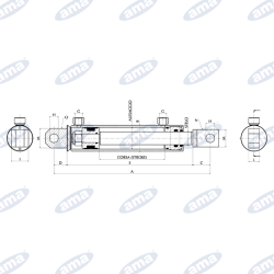 CILINDRO IDRAULICO 40X25X700  CON FORCELLE