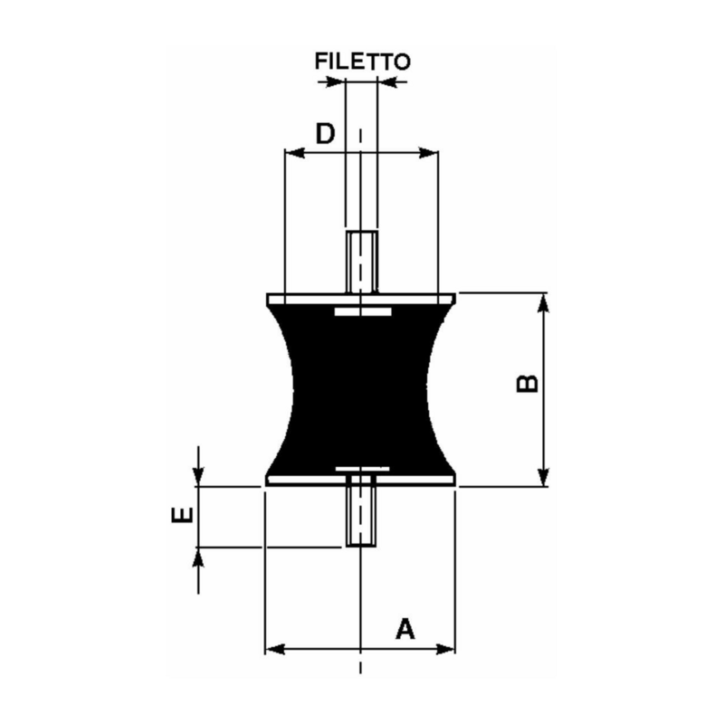 ANTIVIBRANTI CILINDRICI SGOLATI 24X20MM, M6