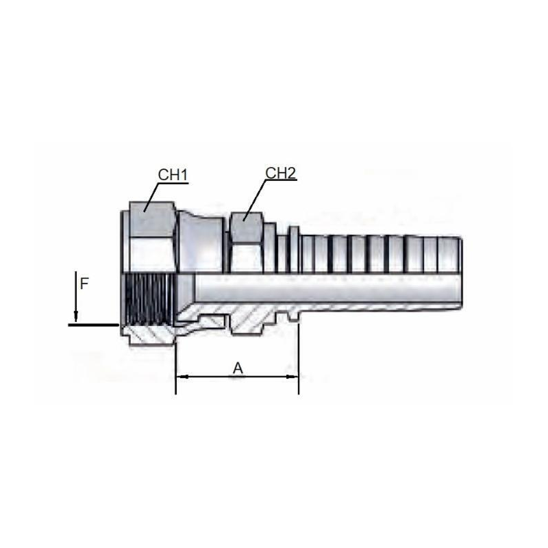 Raccordo femmina diritto JIS 60° (Komatsu) M18x1,5 tubo 3/8"