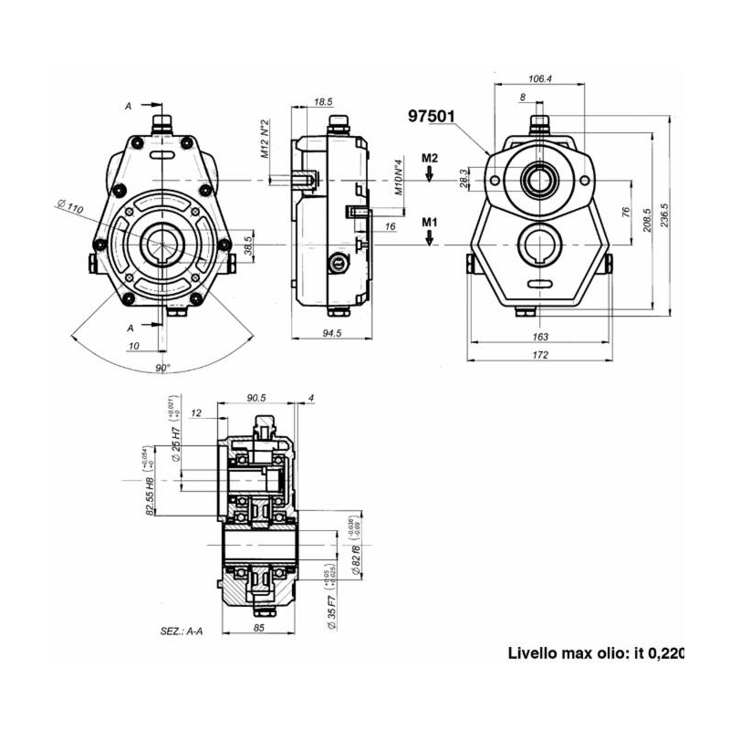 Riduttore Gruppo 3 rapporto 3:1 per motori orbitali albero ø 25 mm