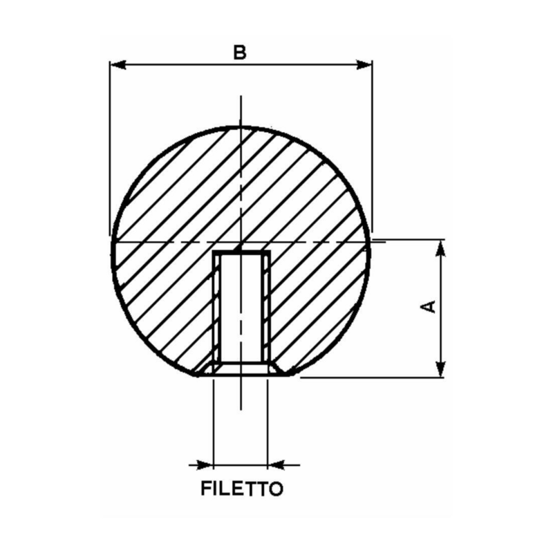 POMOLO Ø 30 FORO INTERNO FILETTATO 8MA