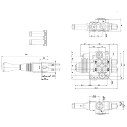 DISTRIBUTORE MODELLO "BASIC" A 2 LEVE DOPPIO EFFETTO 40 LITRI CON LEVA CLOCHE E CAVI L.1500mm