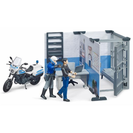 Modellini stazione polizia con motocicletta