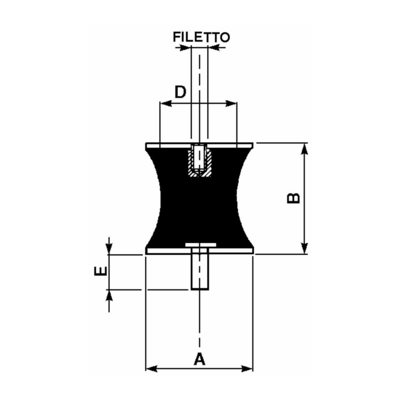 SUPPORTO ANTIVIBRANTE SGOLATO 40X30 - MASCHIO/FEMMINA