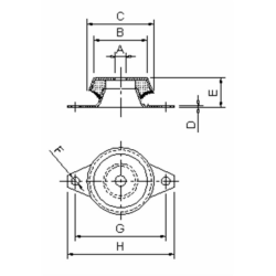 SUPPORTO ANTIVIBRANTE A CAMPANA 92X45