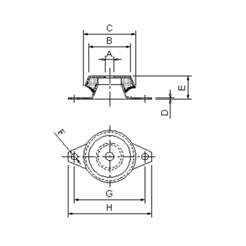 SUPPORTO ANTIVIBRANTE A CAMPANA 92X45