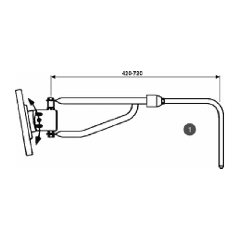 Specchio retrovisore completo dx e sx con braccio telescopico 540-805 mm, coppa specchio 236x180 mm