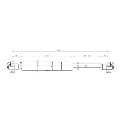 Molla a gas Lmax 254,5 mm, 400N, corsa 85,5 mm