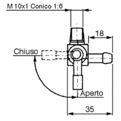 RUBINETTO PER SERBATOI BENZINA E PETROLIO Ø6 1 VIA