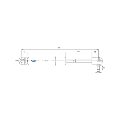 Molla a gas Lmax 495 mm, 150N, corsa 210 mm
