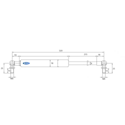 Molla a gas Lmax 520 mm, 350N, corsa 215 mm