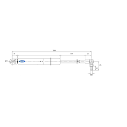Molla a gas Lmax 330 mm, 110N, corsa 115 mm