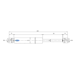 Molla a gas Lmax 260 mm, 250N, corsa 90 mm