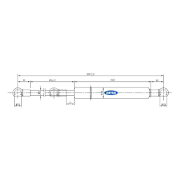 Molla a gas AMA Lmax 200mm 200N corsa 69mm