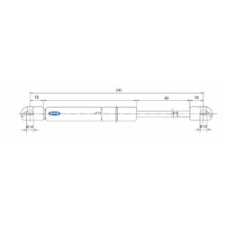Molla a gas Lmax 245 mm, 400N, corsa 80 mm