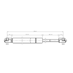 Molla a gas Lmax 250 mm, 750N, corsa 85,5 mm